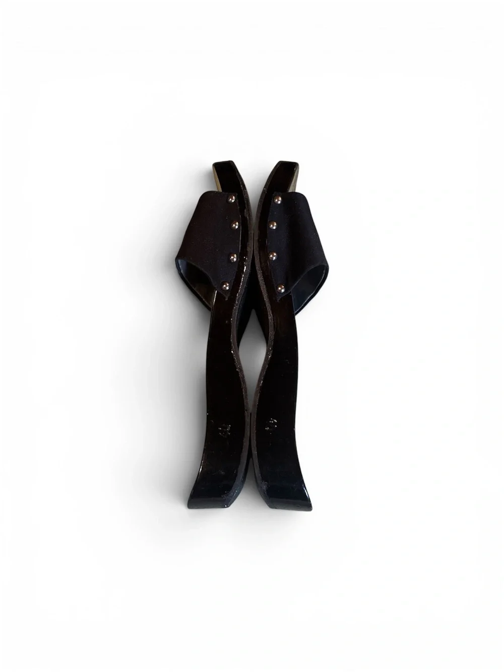 CHANEL Black Slide Sandals with White CC Logo